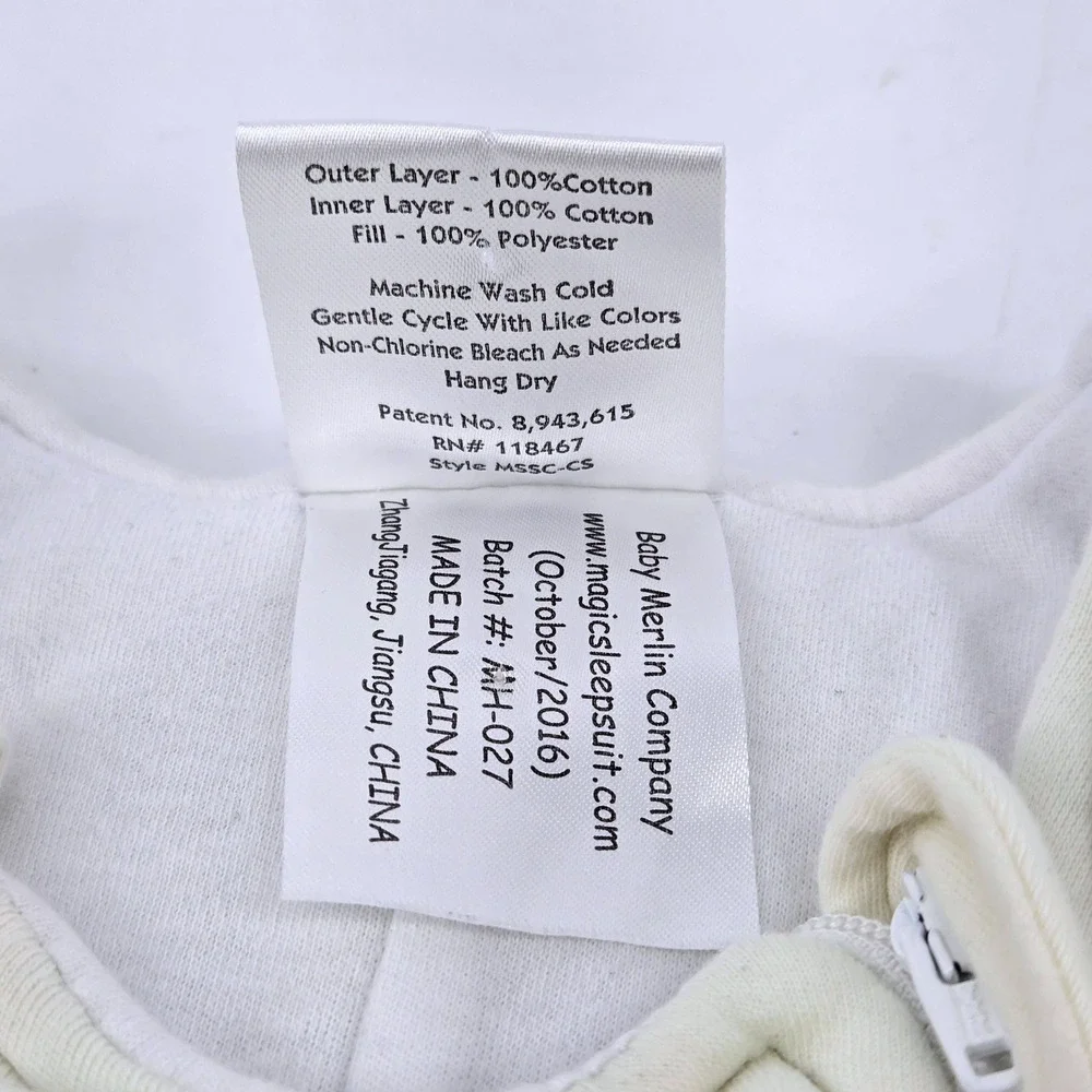 Baby Merlins Magic Sleepsuit Cream Cotton Swaddle Transition Small 3-6 Months